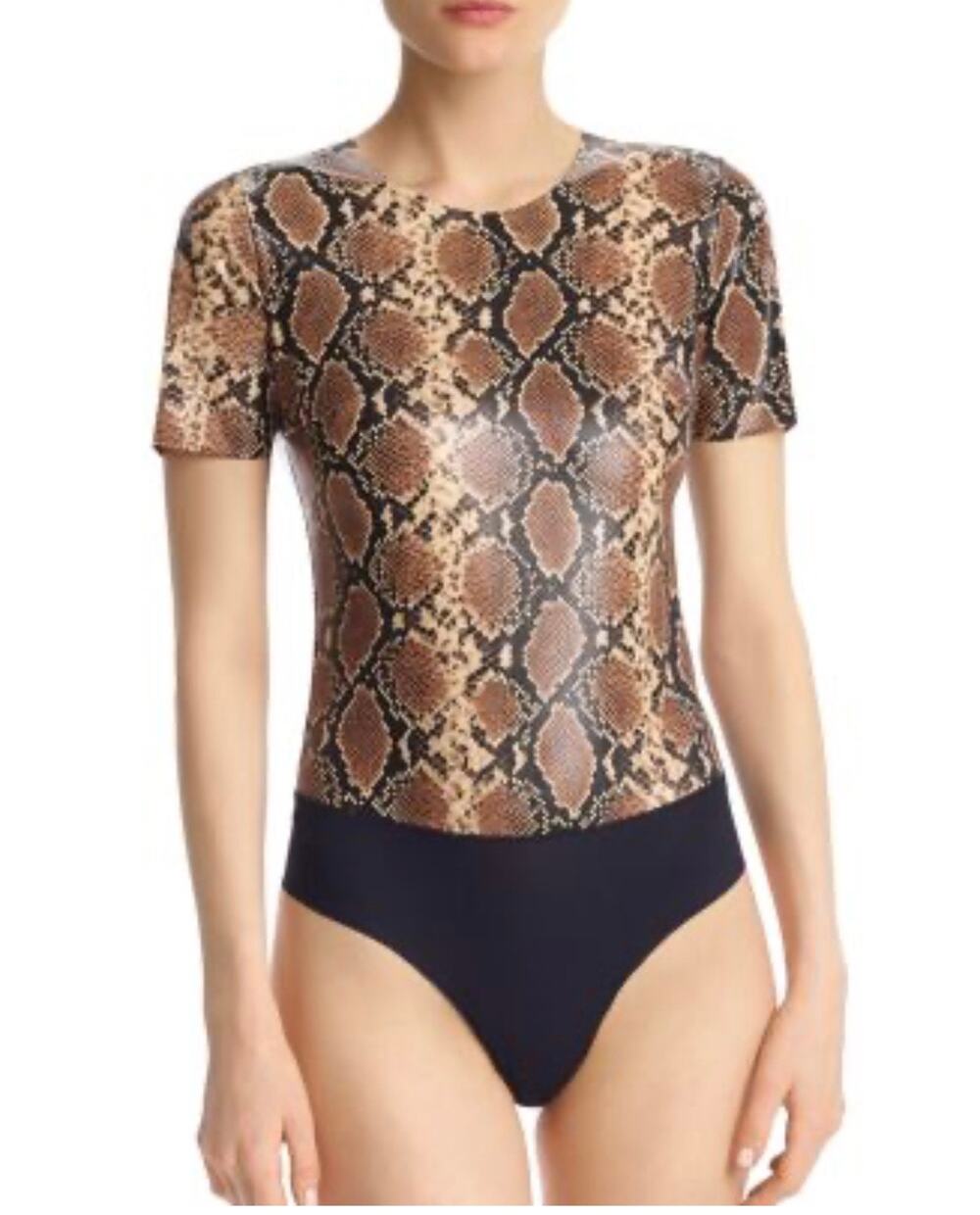 Revolve faux leather snakeskin brown black bodysuit. Women’s medium. NWOT